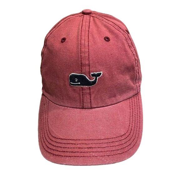 Vineyard Vines Red Baseball Hat Cap One Size Black Logo Preppy Cotton - Picture 1 of 10
